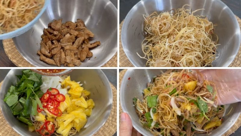 Trộn gỏi hoa chuối bò xào chay