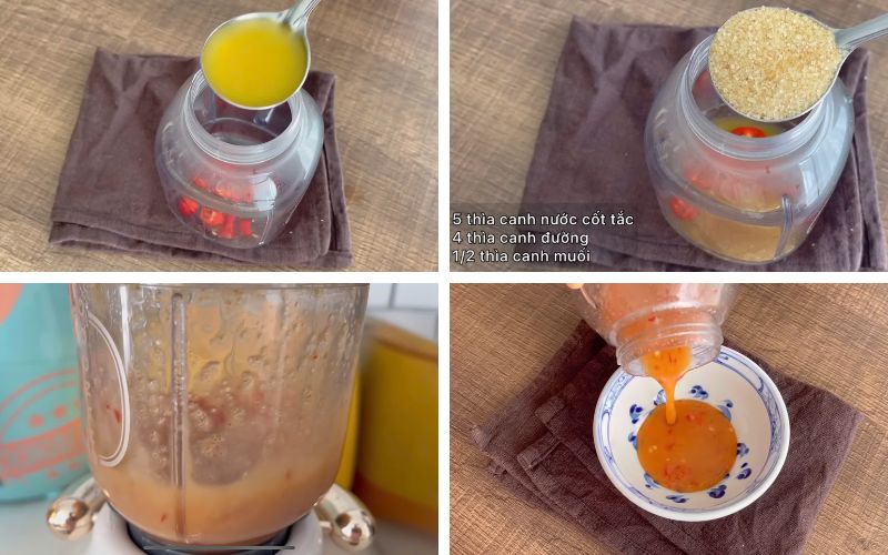 Pha sốt chua ngọt cay nhẹ để trộn gỏi