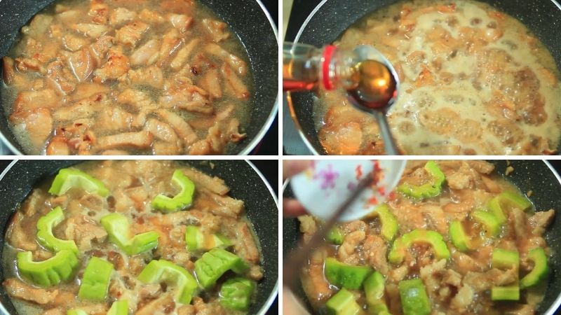 Bước 4: Kho thịt và khổ qua