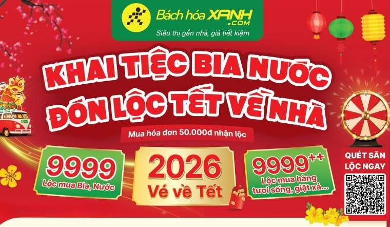 Khai tiệc bia nước - Đón lộc Tết tại nhà cùng Bách hóa XANH