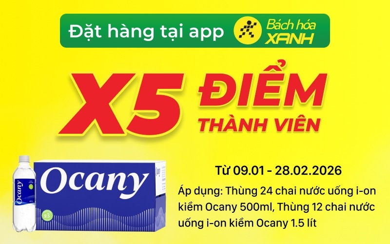 Săn đặc quyền X5 điểm tích lũy cùng nước ion kiềm Ocany