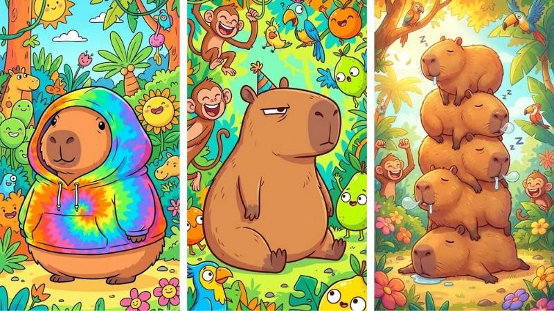 Màn hình capybara vui vẻ