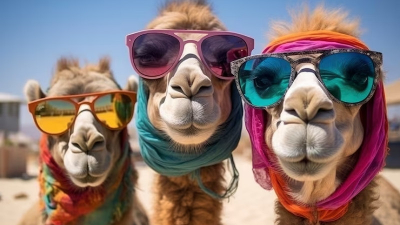 Lạc đà đeo kính