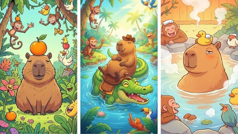 Hình nền capybara hài hước