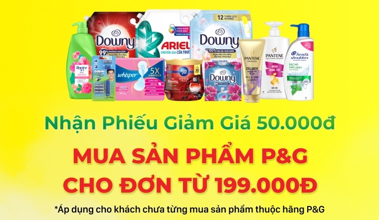 Nhận phiếu mua hàng 50.000đ mua sản phẩm P&G cho đơn từ 199.000đ