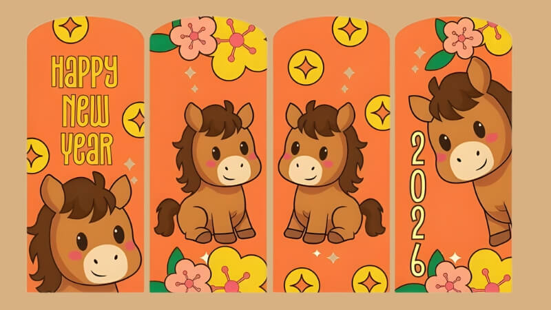 Bao lì xì Ngựa Chibi mang không khí Tết vui nhộn Bao lì xì Ngựa Chibi mang không khí Tết vui nhộn