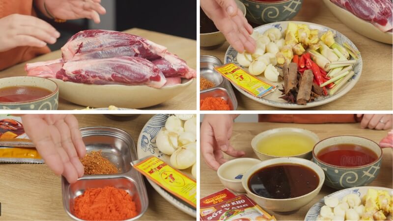 Nguyên liệu làm bò kho mật mía