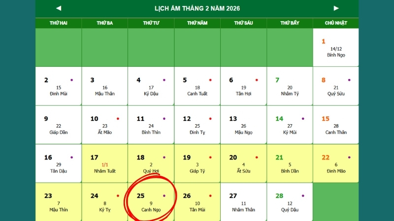 Khai trương mùng 9 Tết ngày 25/02/2026