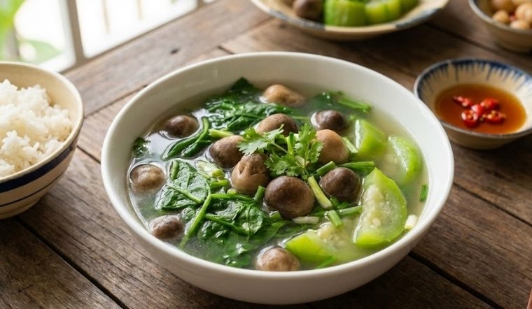 Tuyệt chiêu nấu canh mồng tơi với nấm không bị nhớt, nước trong veo