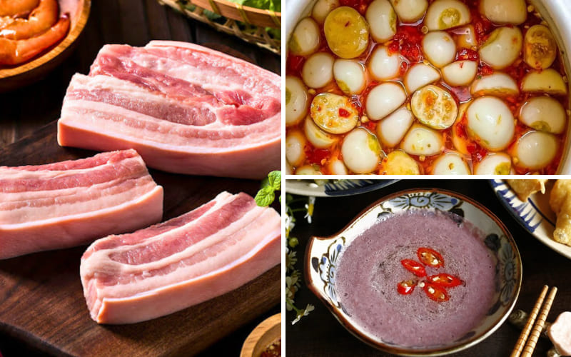 Nguyên liệu làm Thịt luộc cà pháo mắm tôm