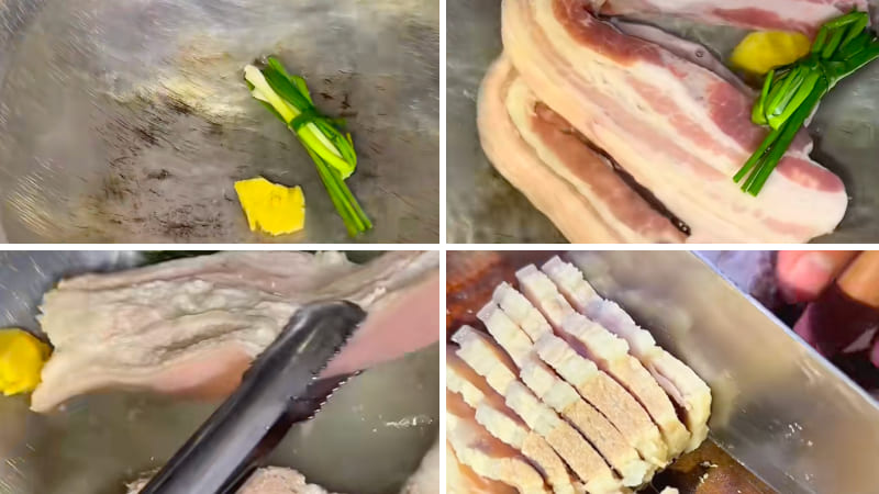 Bước 1: Luộc thịt