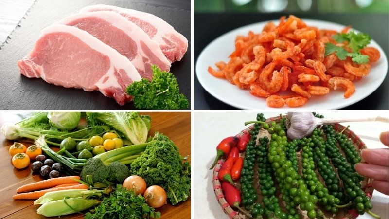 Nguyên liệu làm rau luộc thập cẩm kho quẹt