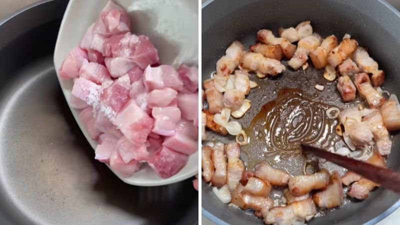 Bước 2: Ướp và chế biến sơ qua thịt