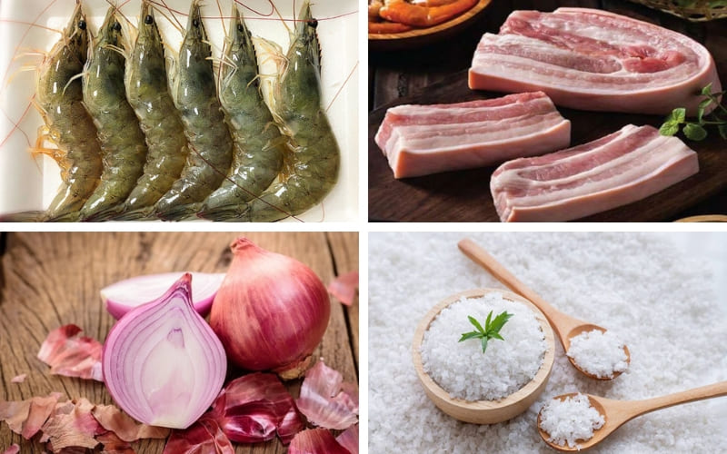 Tất cả nguyên liệu tươi ngon tạo nên món kho hấp dẫn.