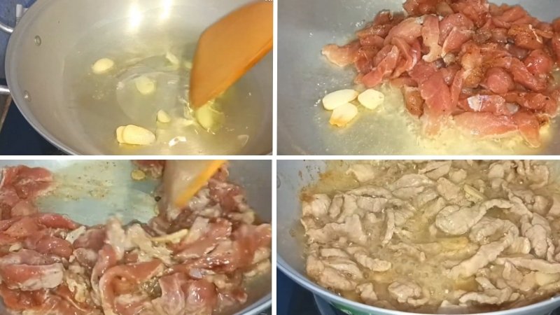 Xào thịt săn và chín đều