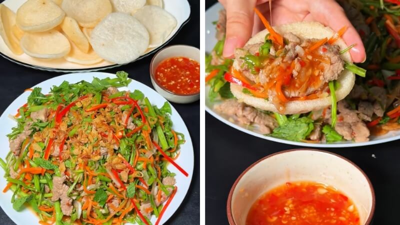 Thưởng thức món gỏi bò rau muống