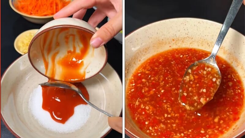 Bước 3 là làm nước sốt trộn gỏi