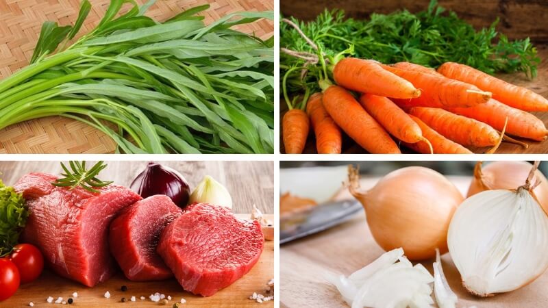 Nguyên liệu làm gỏi bò rau muống