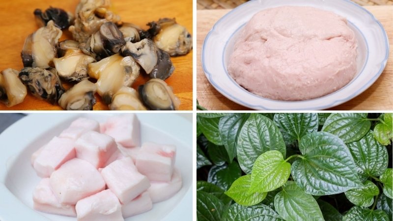 Nguyên liệu làm chả ốc nướng lá lốt