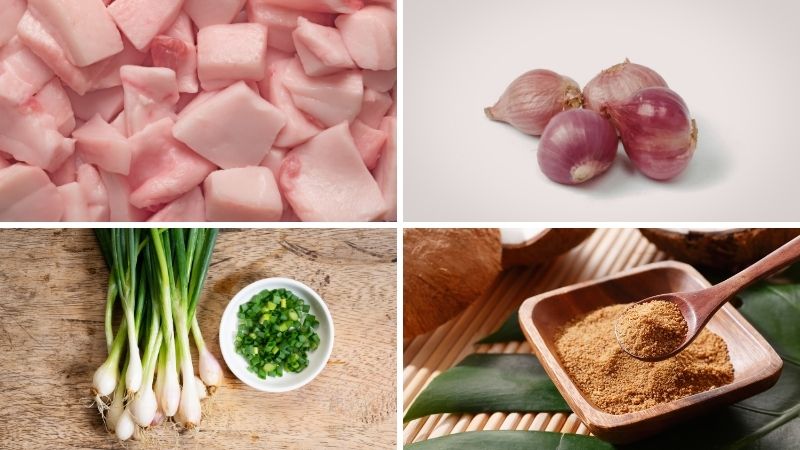 Nguyên liệu làm món kho quẹt tóp mỡ