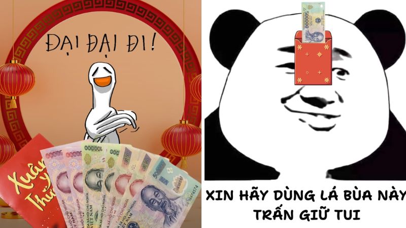 Meme lì xì 100k, 200k, 500k 4