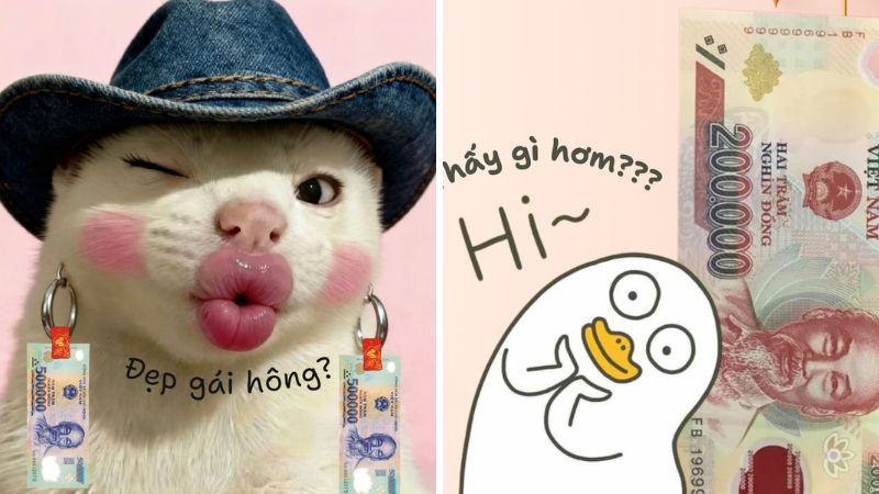 Meme lì xì 100k, 200k, 500k 1