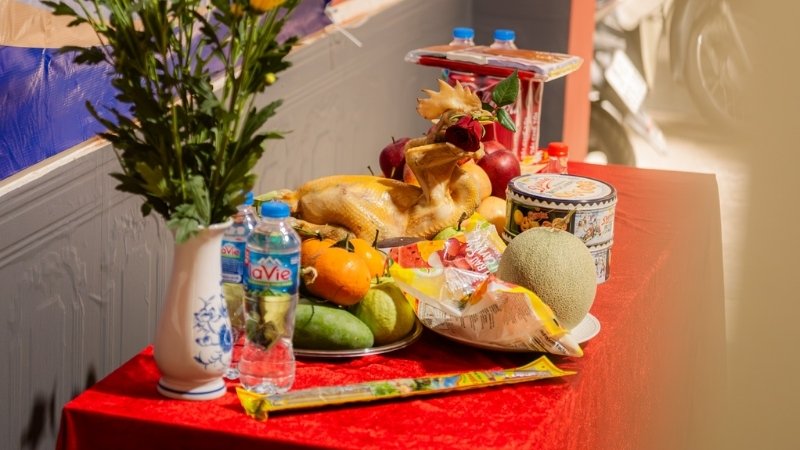 Mâm cúng động thổ