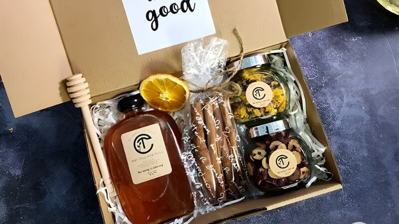 Hộp quà mật ong nguyên chất / rừng (kèm set trà thảo mộc)