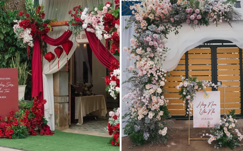 Cổng hoa lụa nổi bật