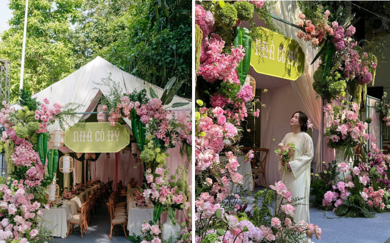 Lạc vào rừng hoa với cổng cưới ấn tượng