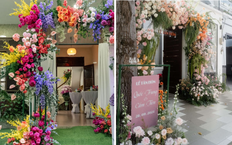 Cổng từ hoa tươi bắt mắt