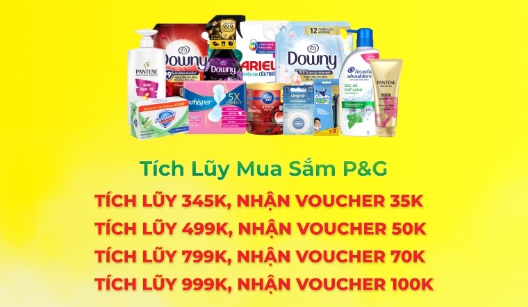 Sắm hàng hiệu P&G, tích lũy nhận ngay Voucher đến 100K tại Bách hóa XANH
