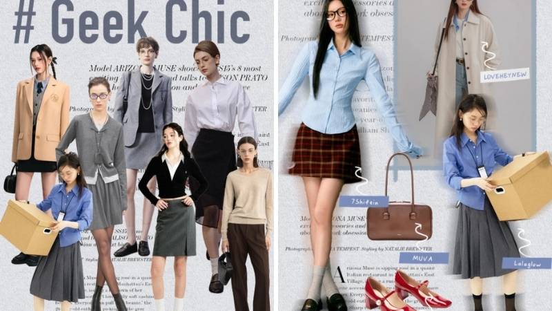 Chân váy xếp ly hoặc Midi skirt