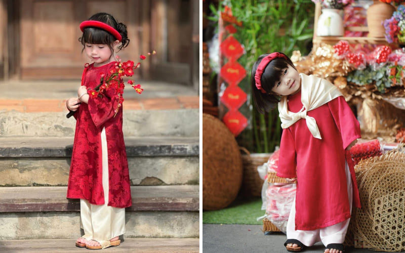 Mẫu áo dài đẹp Tết 2026 cho trẻ em