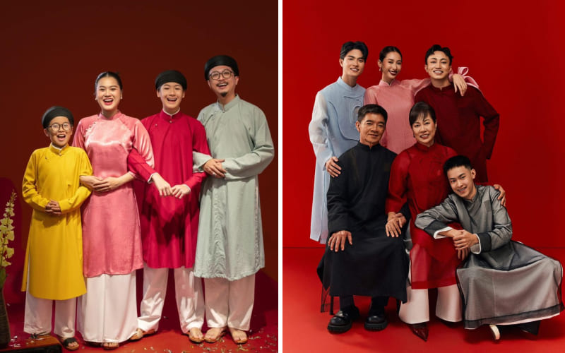 Mẫu áo dài đẹp Tết 2026 cho gia đình