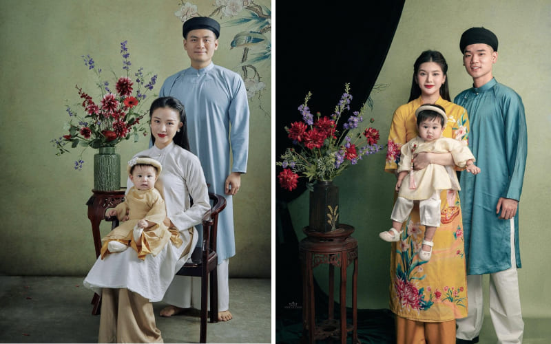 Áo dài gia đình trơn đơn giản