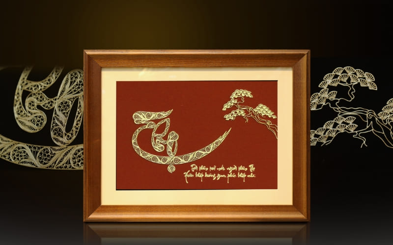 Tranh chữ Thọ thể hiện lời chúc trường thọ trang trọng.