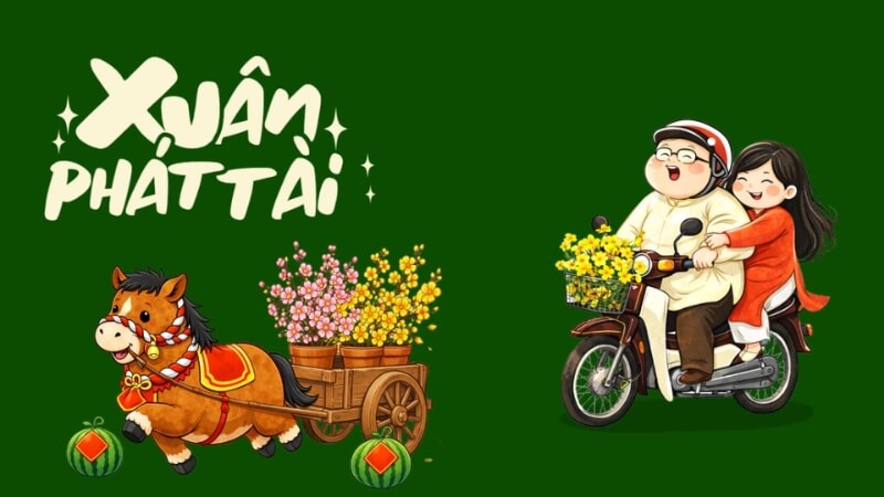 Ảnh nền con ngựa Bính Ngọ sắc xuân rực rỡ