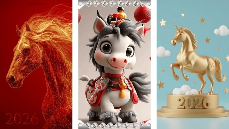 Ảnh nền ngựa Bính Ngọ phong cách hiện đại cho smartphone