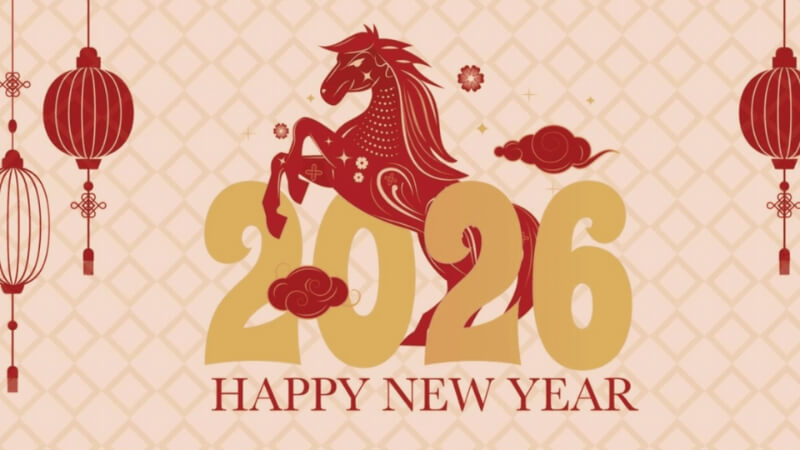 Hình ảnh Tết Bính Ngọ với biểu tượng con ngựa, phù hợp trang trí màn hình desktop