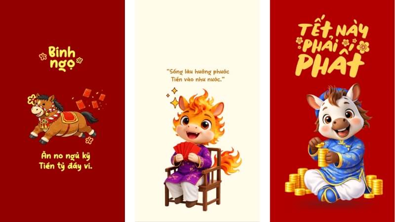 Ảnh con ngựa chúc mừng năm mới Bính Ngọ, phù hợp màn hình dọc