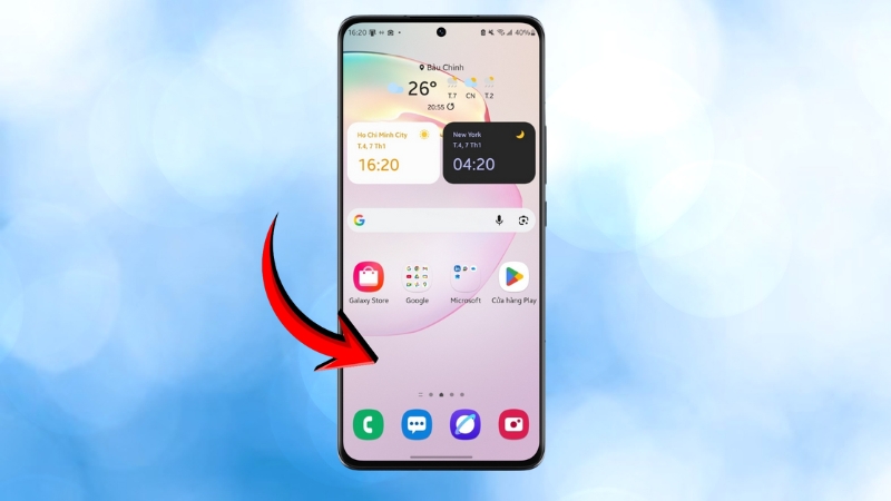 Cách đổi hình nền con ngựa chúc Tết trên Android – nhấn giữ màn hình chính