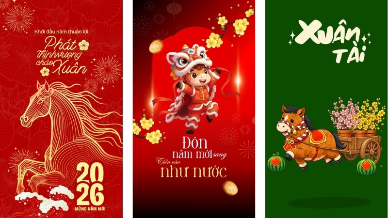 Hình nền ngựa Tết Bính Ngọ cho điện thoại, sắc đỏ may mắn