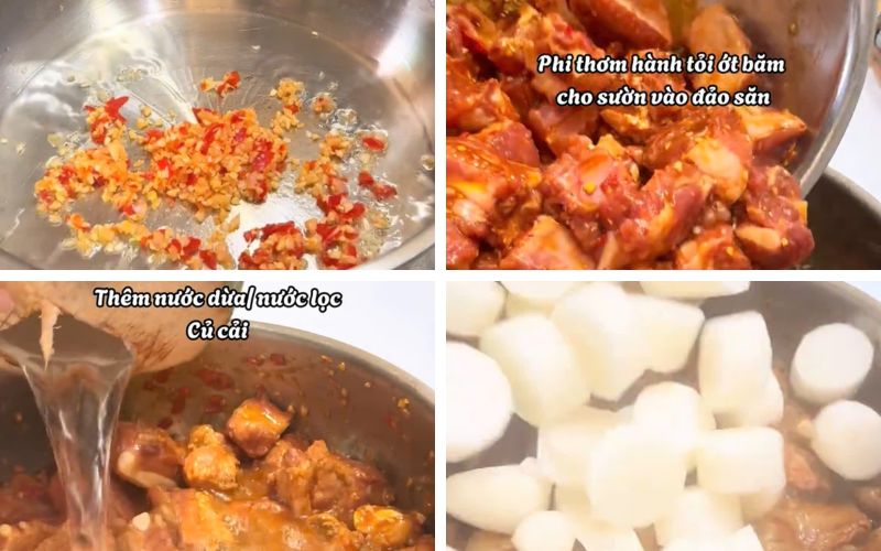 Kho lửa nhỏ giúp sườn mềm, củ cải thấm vị