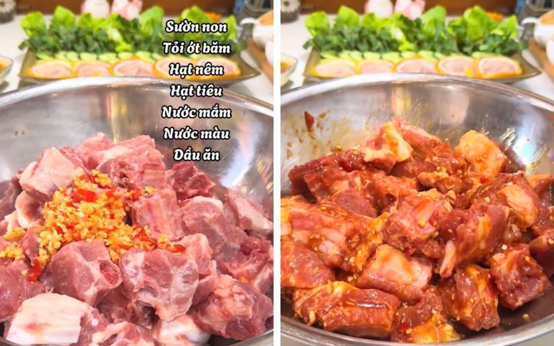 Ướp đủ thời gian để sườn thấm đều gia vị