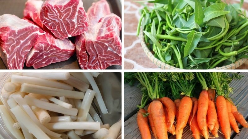 Nguyên liệu làm gỏi rau muống ngó sen