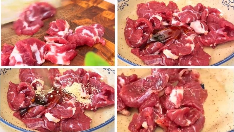 Sơ chế và ướp thịt bò