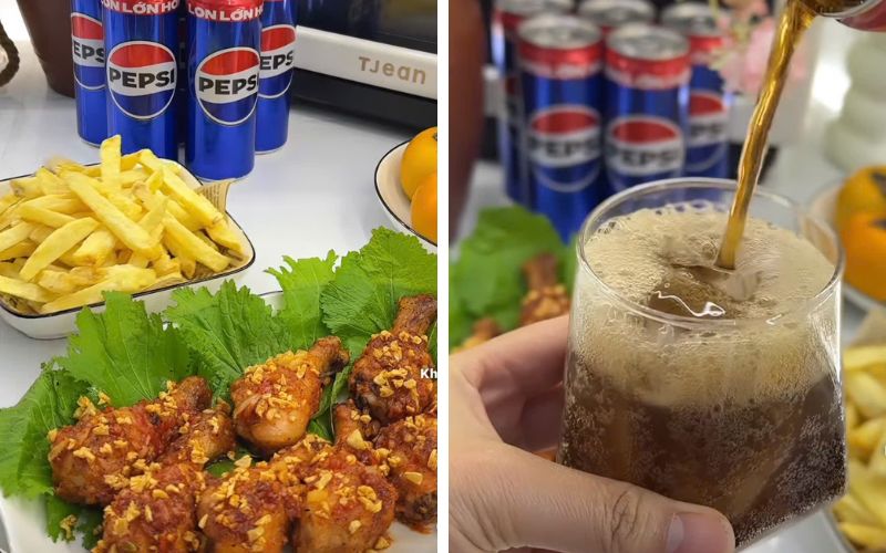 gà chiên mắm và khoai tây chiên