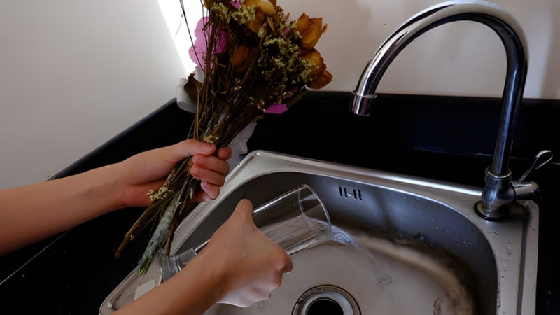 Vệ sinh bình hoa sạch sẽ