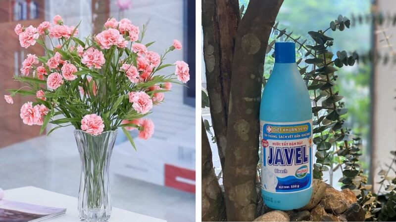 Dùng nước Javel (Thuốc tẩy quần áo)